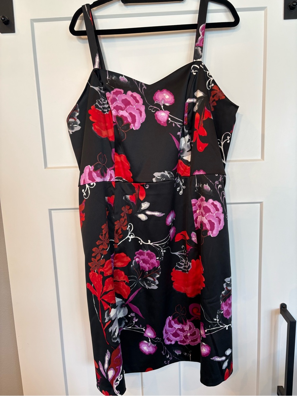Lane Bryant Plus Size 22 Floral Midi Dress w/ Boning Black Sun Dress Boho Resor